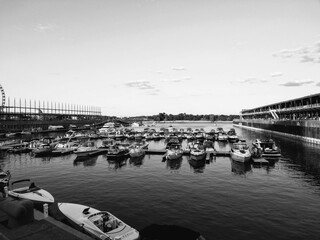 Boats in the port of Montreal