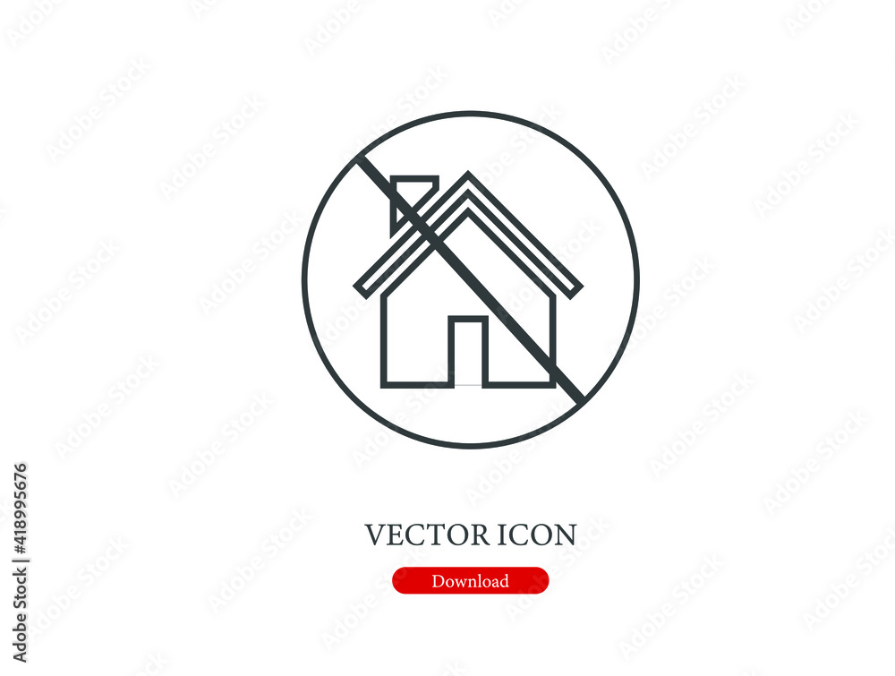 Poster no house vector icon. editable stroke. linear style sign for use on web design and mobile apps, logo