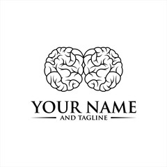 Brain Logo silhouette top view design vector template. Brainstorm think idea Logotype concept icon.