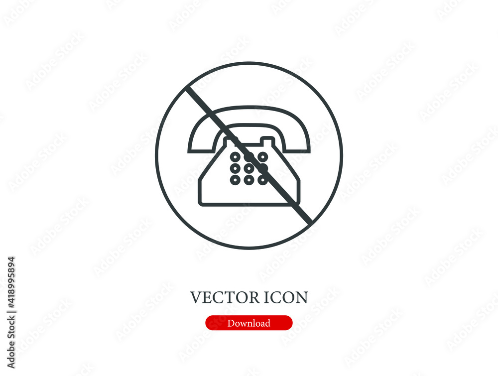 Poster no telephone vector icon. editable stroke. linear style sign for use on web design and mobile apps, 
