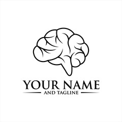 Brain Logo silhouette top view design vector template. Brainstorm think idea Logotype concept icon.