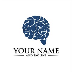 Brain Logo silhouette top view design vector template. Brainstorm think idea Logotype concept icon.