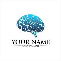Brain Logo silhouette top view design vector template. Brainstorm think idea Logotype concept icon.
