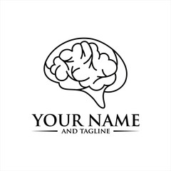 Brain Logo silhouette top view design vector template. Brainstorm think idea Logotype concept icon.