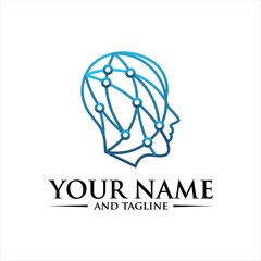 Head Tech logo, Pixel Head logo concept vector, Robotic Technology Logo template designs vector illustration.