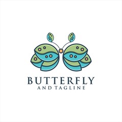 colorful butterfly gradient artwork logo template. Animal abstract design vector concept.