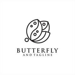 Butterfly Logo geometric design abstract vector template Linear style icon. Brackets Logotype concept icon.