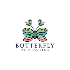 colorful butterfly gradient artwork logo template. Animal abstract design vector concept.