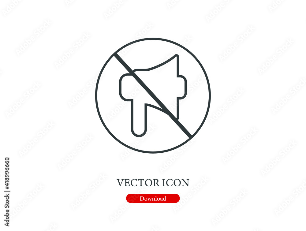 Poster no megaphone vector icon. editable stroke. linear style sign for use on web design and mobile apps, 