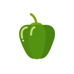 Green bell pepper icon in flat style
