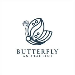Butterfly Logo geometric design abstract vector template Linear style icon. Brackets Logotype concept icon.