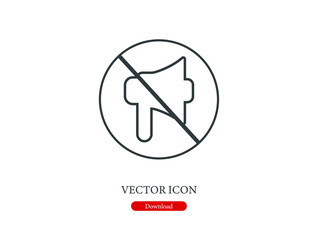 No megaphone vector icon.  Editable stroke. Linear style sign for use on web design and mobile apps, logo. Symbol illustration. Pixel vector graphics - Vector