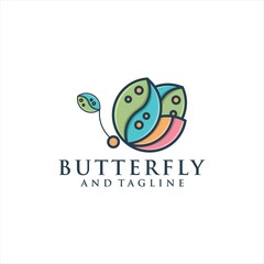 colorful butterfly gradient artwork logo template. Animal abstract design vector concept.
