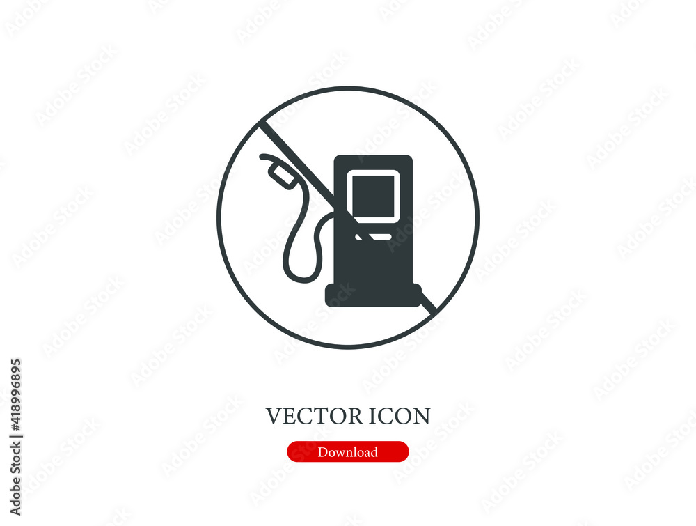 Poster no fuel station vector icon. editable stroke. linear style sign for use on web design and mobile app