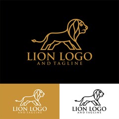 unique lion logo illustration, Lion logo vector. Lion line art logo inspiration.