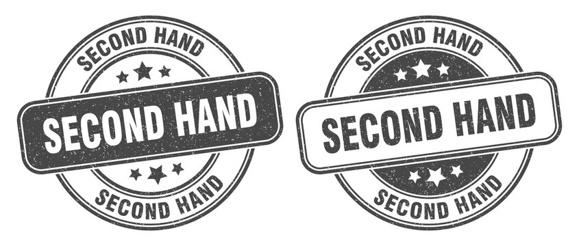 second hand stamp. second hand label. round grunge sign
