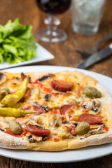 Closeup of a pizza