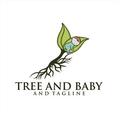 leaf and baby logo template.