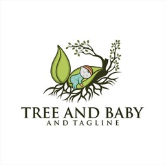 leaf and baby logo template.