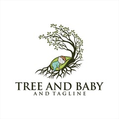 leaf and baby logo template.