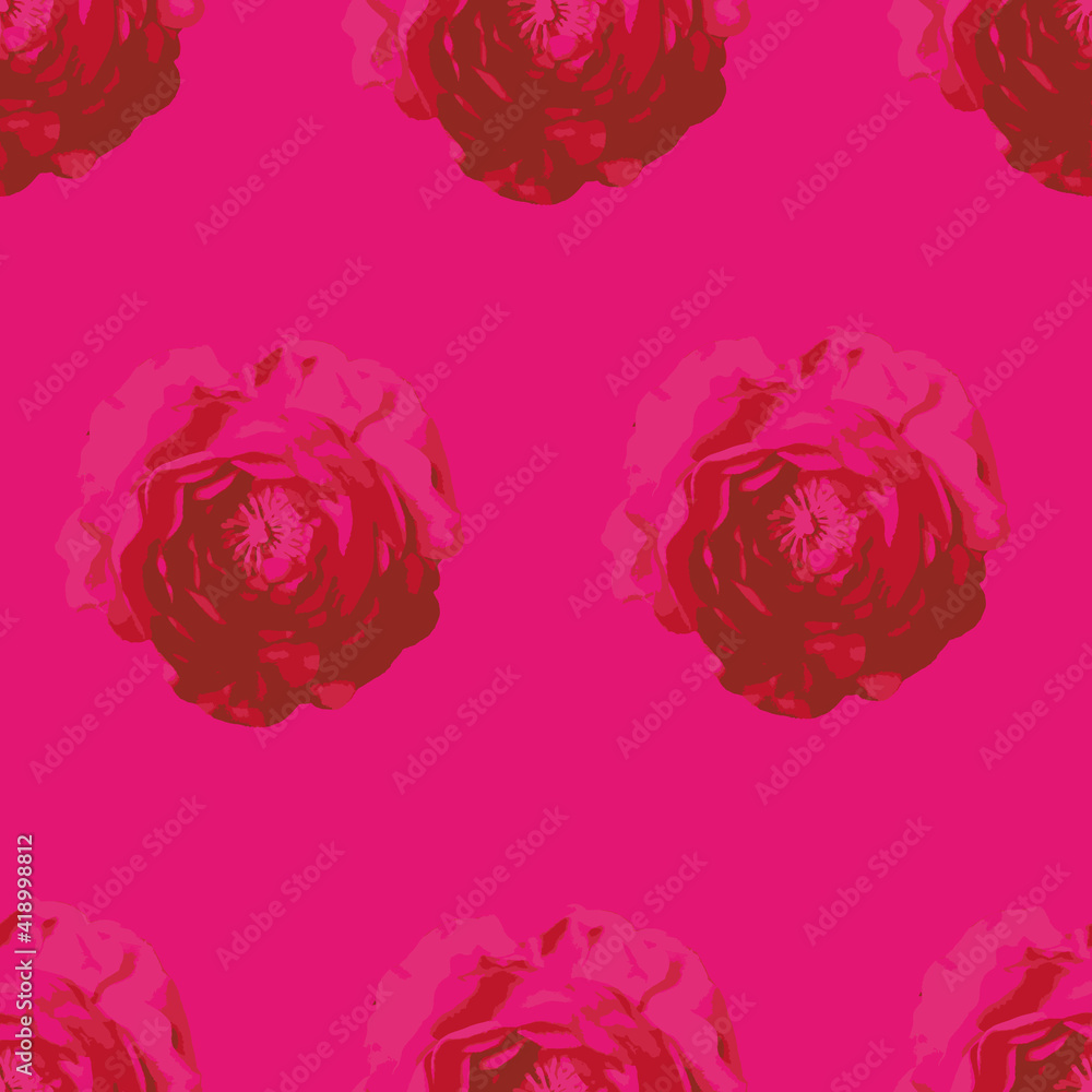 Poster fuchsia vector roses repeat pattern print background