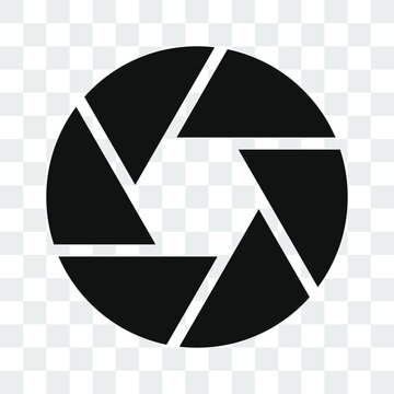 Camera shutter icon. Focus len aperture symbol isolated on transparent background. Vector illustration.