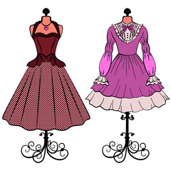 illustration of a mannequin in a pink dress