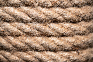 Brown rope coiled in layers as abstract background