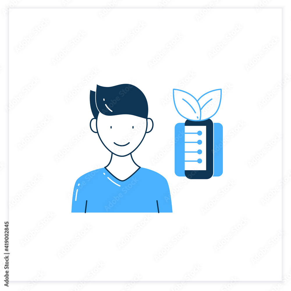 Aufkleber information ecology flat icon. modeling info processes in human systems. information overload concep