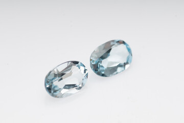 Natural stone aquamarine on a white background