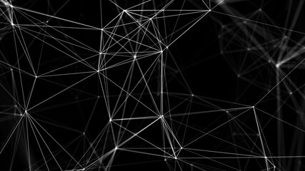 Abstract digital background of points and lines. Glowing plexus. Big data. Network or connection. Abstract technology science background. 3d rendering