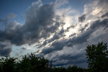 Rain clouds in the evening sky