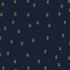 Seamless pattern in memphis style with crown and outline of a girl's head. White background. 