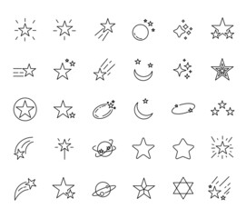 Stars outline icon set on white background.