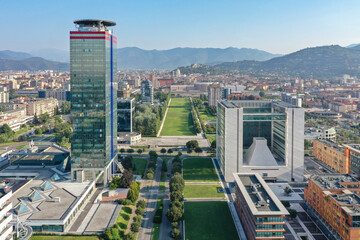 Brescia Due - Italy view by Drone.
Skyline business quarter in Italy, the future is here.
Modern styling in the city, office work.
Wallpaper for your house