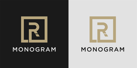Monogram design template of initial letter R with creative modern concept
