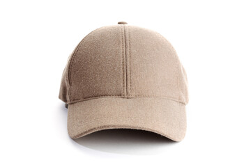 Brown baseball cap isolated on white background