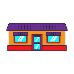 Cute bright small building icon. Score. Front view. Colored contour silhouette. Vector flat simple graphic illustration. The isolated object on a white background. Isolate.
