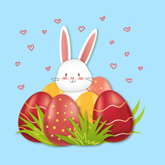 Easter bunny and easter eggs