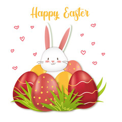 easter card with bunny and eggs