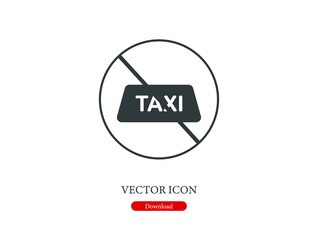 No taxi vector icon.  Editable stroke. Linear style sign for use on web design and mobile apps, logo. Symbol illustration. Pixel vector graphics - Vector