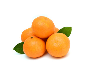 Ripe mandarin citrus isolated tangerine mandarine orange on white background. 