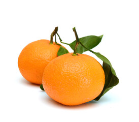 Ripe mandarin citrus isolated tangerine mandarine orange on white background. 