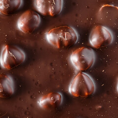 Chocolate background with nuts.Sweet food photo concept.Delicious dessert. Popular sweets.