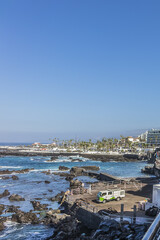Amazing view of coastline and Atlantic Ocean seafront in Puerto de la Cruz town, Tenerife, Canary Islands, Spain.