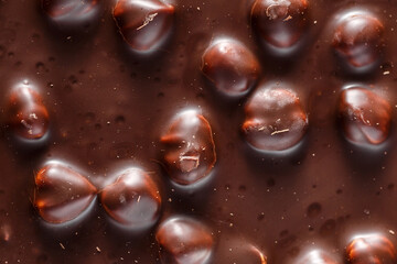 Chocolate background with nuts.Sweet food photo concept.Delicious dessert. Popular sweets.