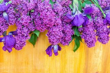 branches of lilac and irises