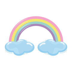 cute rainbow in clouds icons