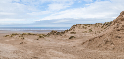 Fototapeta na wymiar Formby sand dunes panorama
