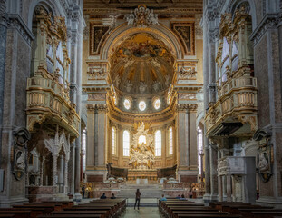 Main altar of the Naples Cathedral. Is a Roman Catholic church and the seat of the Archbishop of...